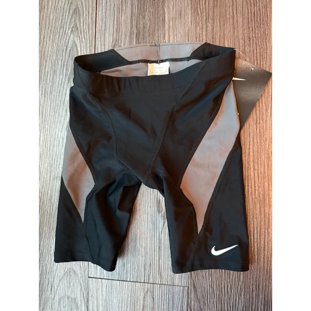 Nike Swim Boys Black Grey Jammer Performance Swim Shorts NWT Size‎ 8-10 years